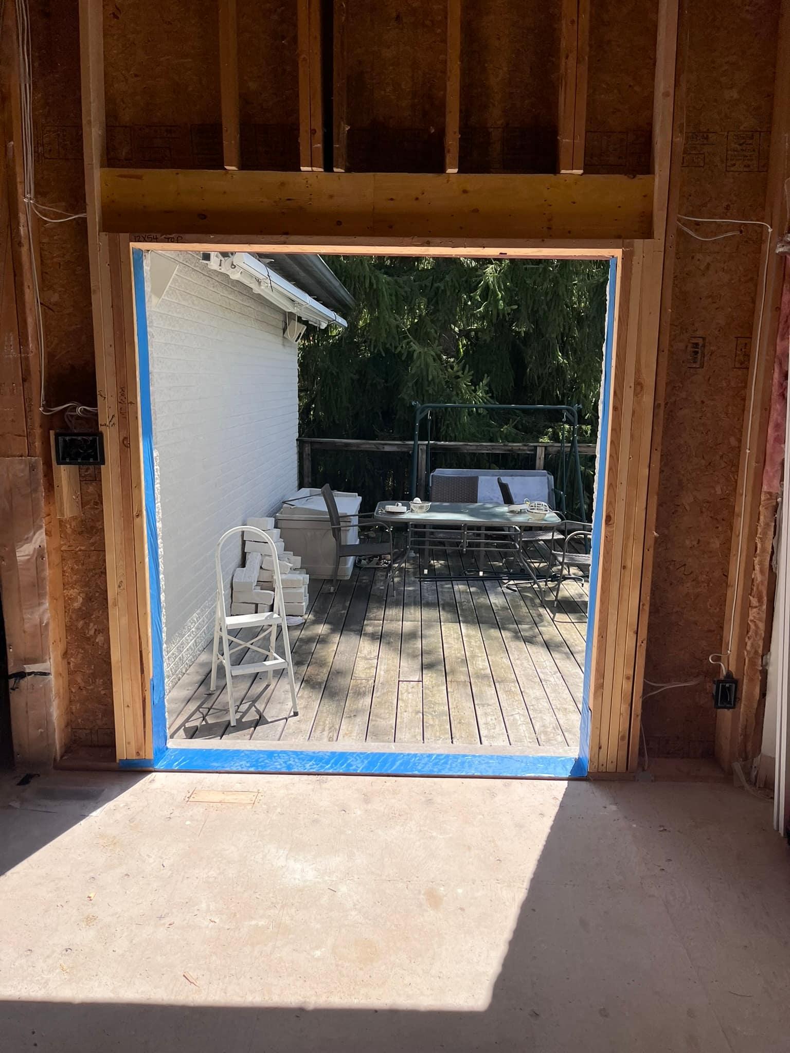 Widened opening from inside, framed and flashed