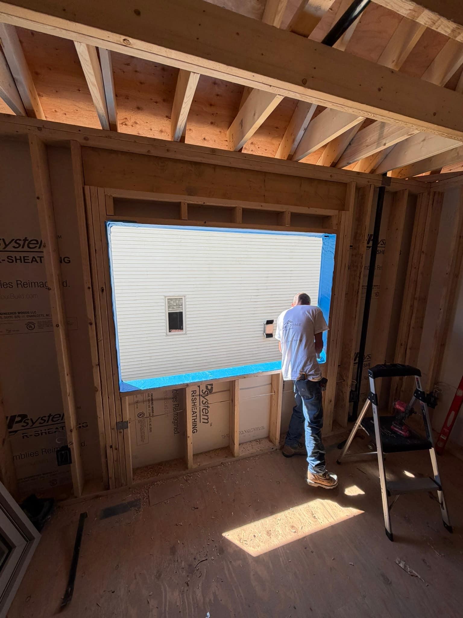 Flashed opening from inside, ready for the window