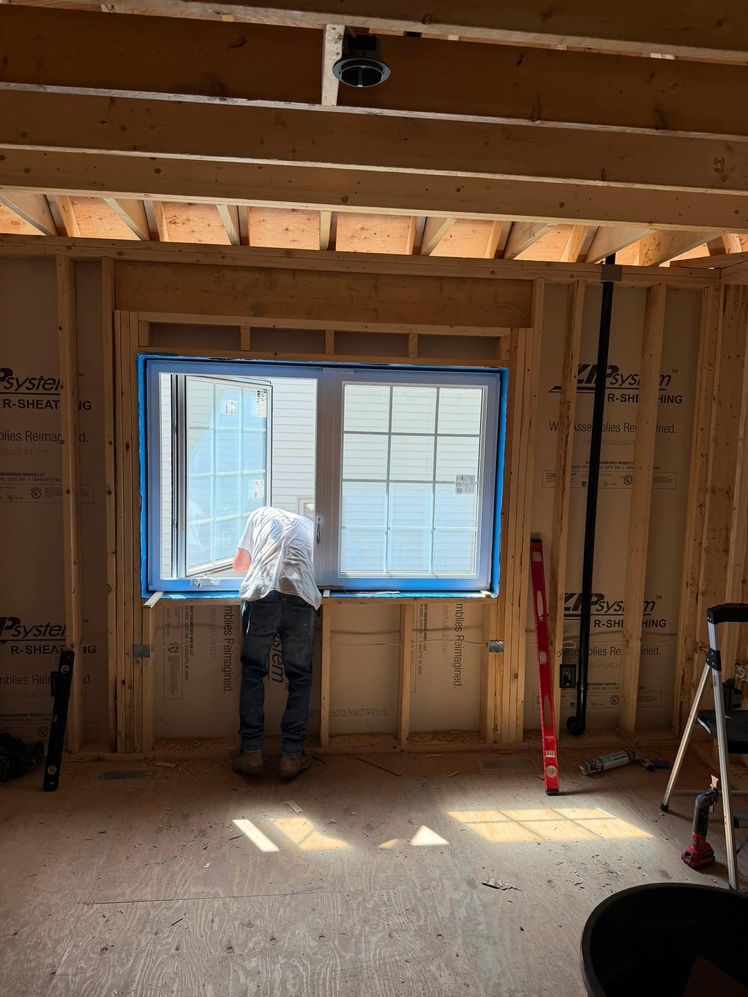 Window set into the opening from inside